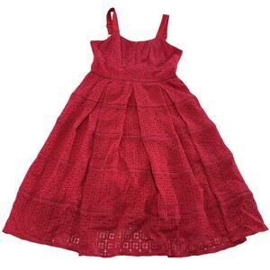 Adelyn Rae Dress Womens Extra Small Red Sleeveless Fit Flare Crochet Lace Lined